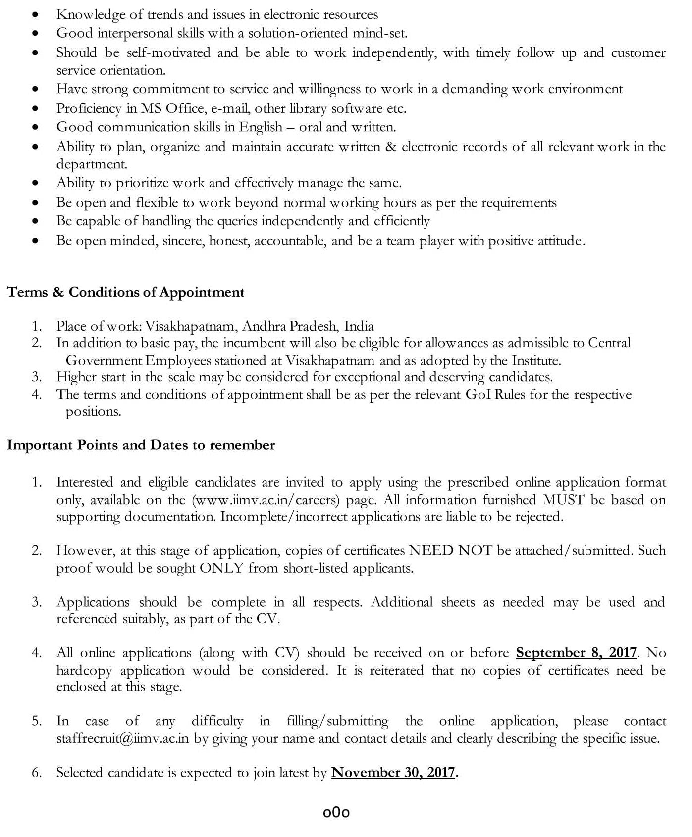 Recruitment for Senior library & Information Assistant at IIM