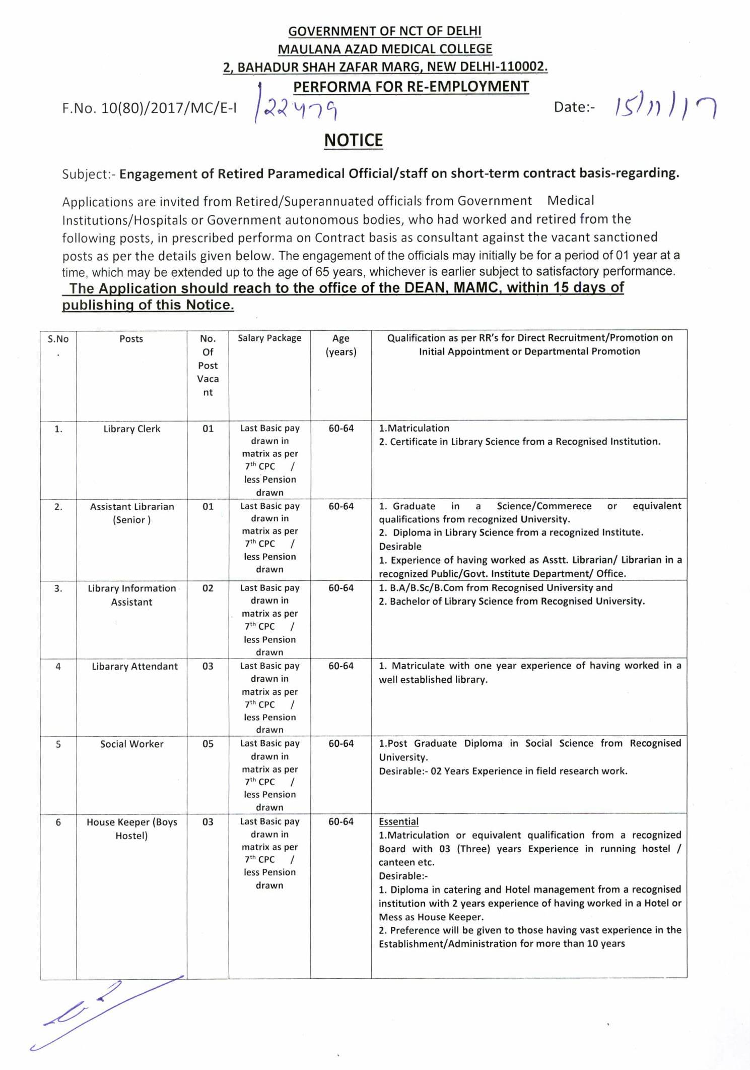 Recruitment For Library Clerk Assistant Librarian Sr Library