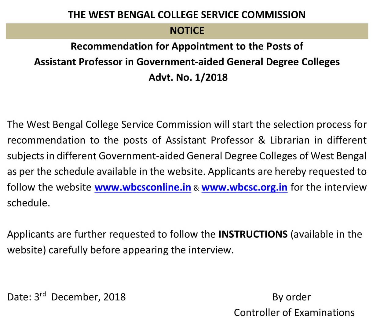 Recommendation for Appointment to the Posts of …