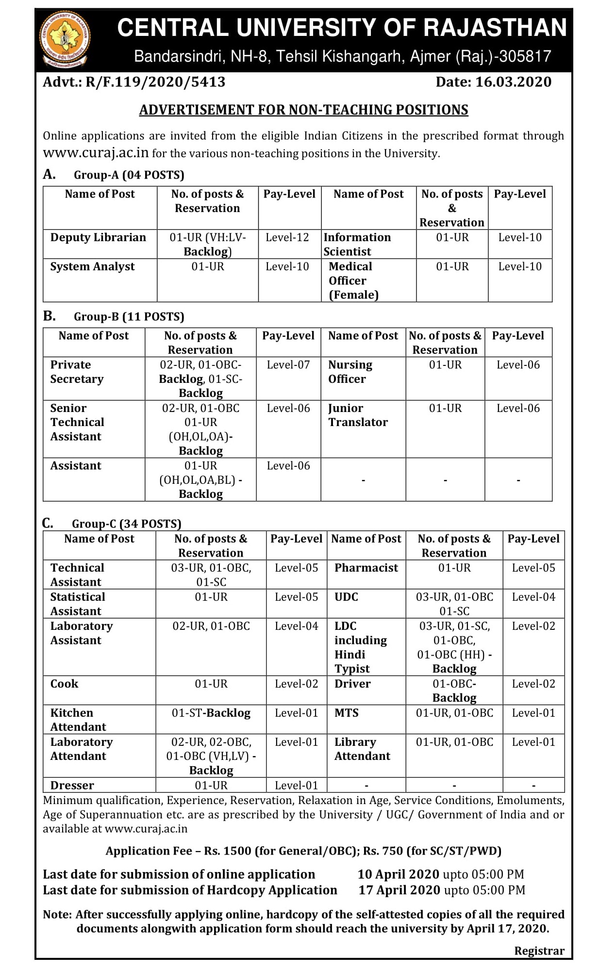 Non-Teaching Positions Advertisement No. 5413 dated 16.03.2020 (2)-3